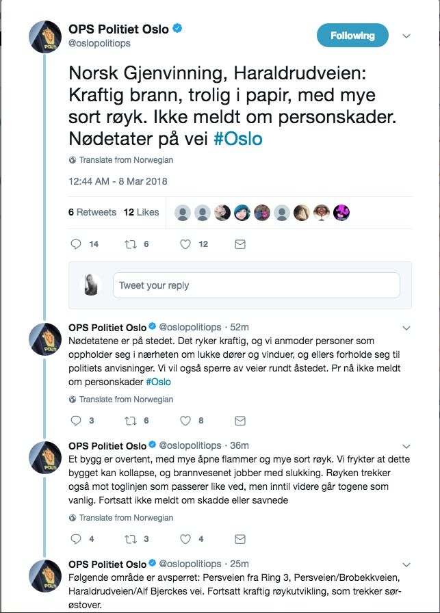 Skjermdump, Twitter/OPS Politiet Oslo